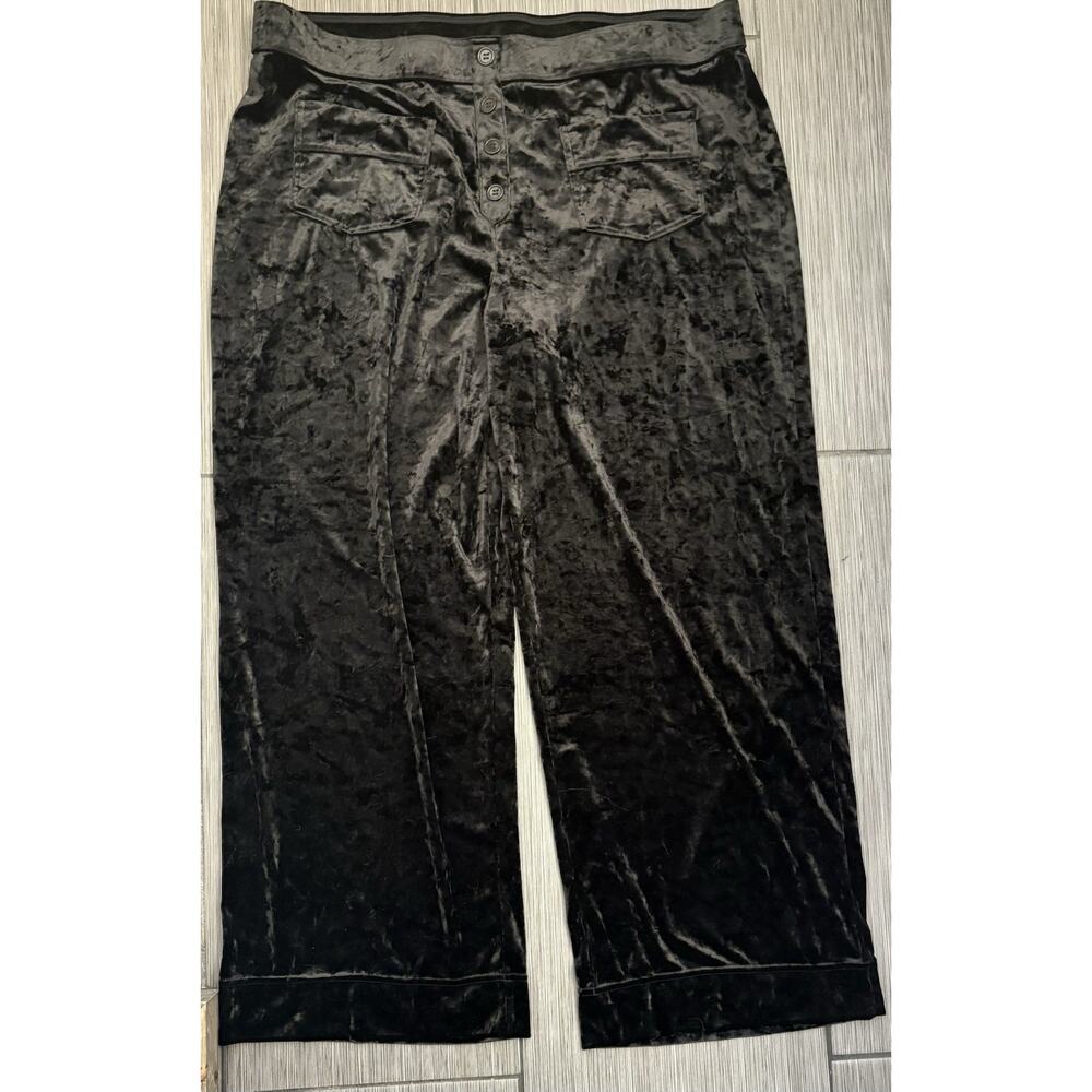 Halara High Waisted Pockets Straight Leg Crushed Velvet Casual Size 3X Black